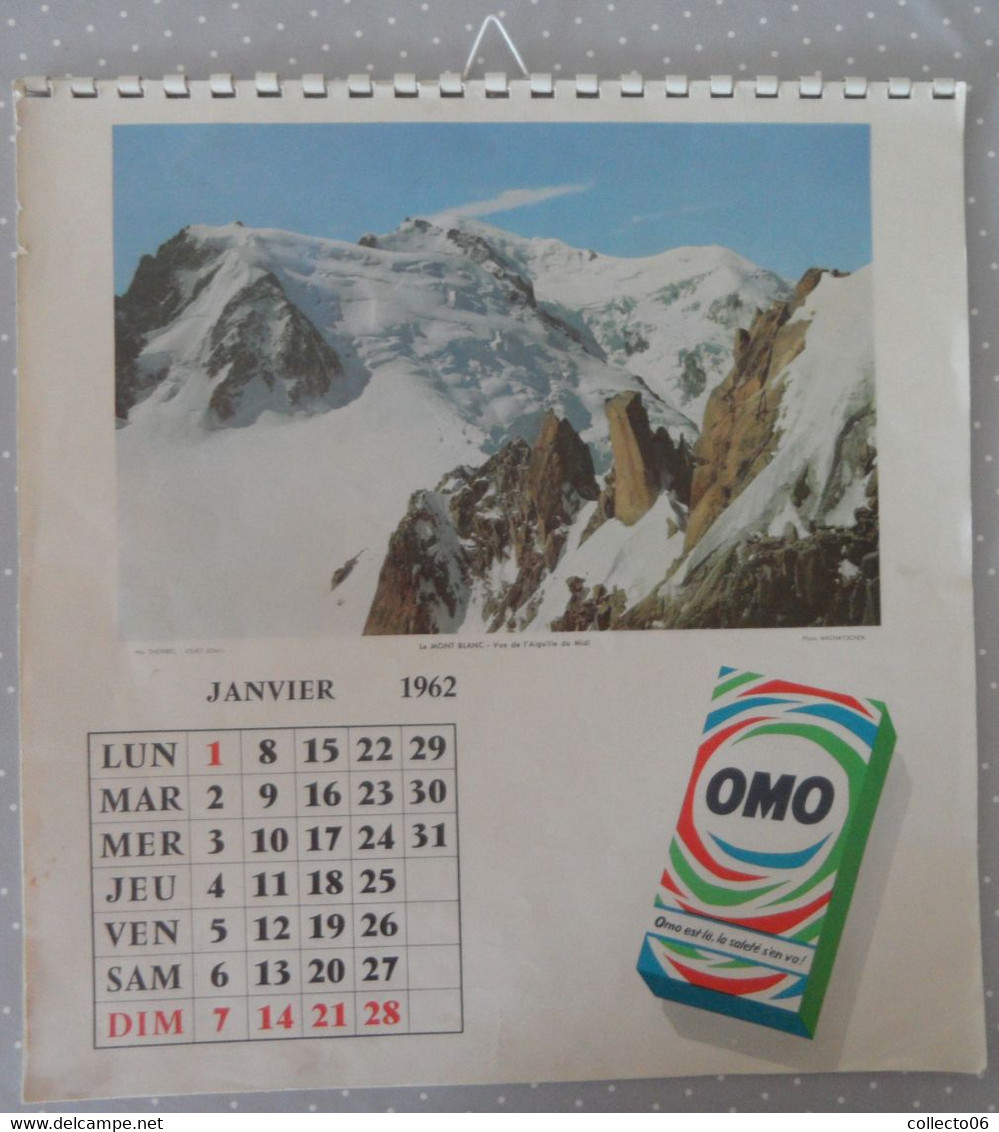 Calendrier Grand Format 1962 Omo Lux Persil Sunil La Girafe - Grand Format : 1961-70