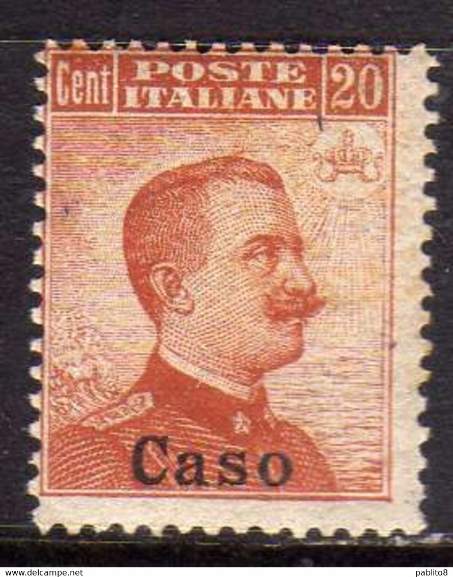 COLONIE ITALIANE EGEO 1917 CASO CENT. 20c SENZA FILIGRANA NO WATERMARK MNH - Egeo (Caso)