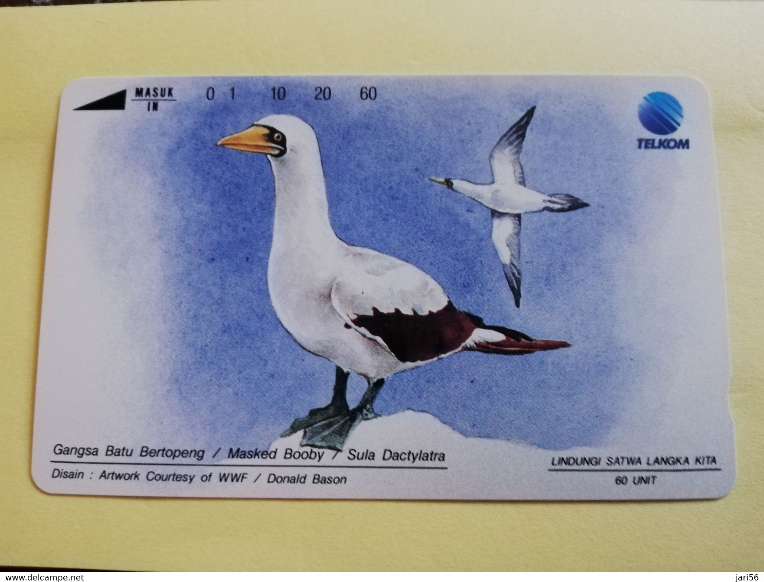 INDONESIA MAGNETIC/TAMURA 60  UNITS  MASKED BOOBY BIRD  MINT MAGNETIC   CARD    **3648** - Indonesië