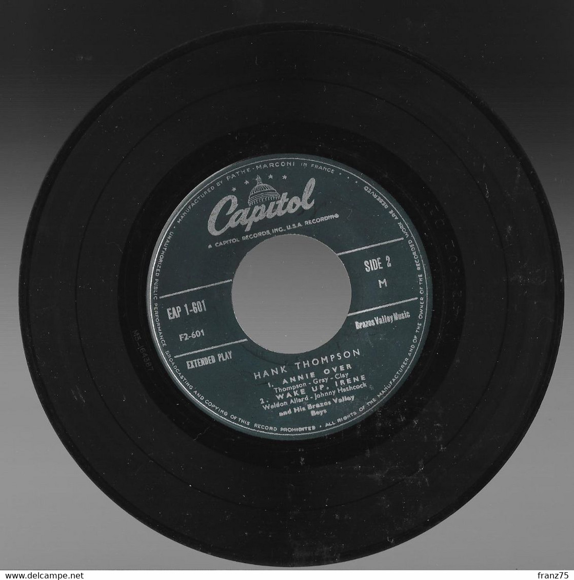 Hank THOMPSON-"The New Green Light"-super 45 T.(4 Titres) -Capitol-BE - Country En Folk