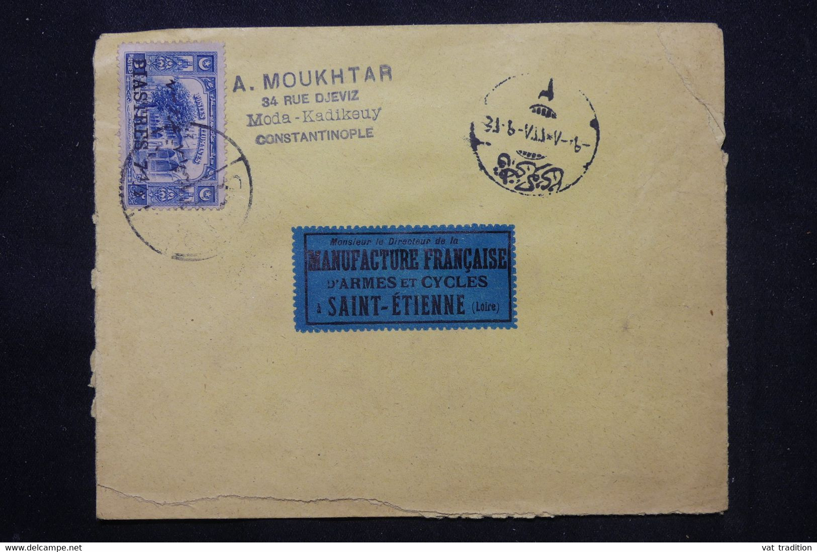 TURQUIE - Enveloppe De Constantinople Pour La Manufacture D'Armes De St Etienne  ( France ) En 1922 - L 75204 - Cartas & Documentos