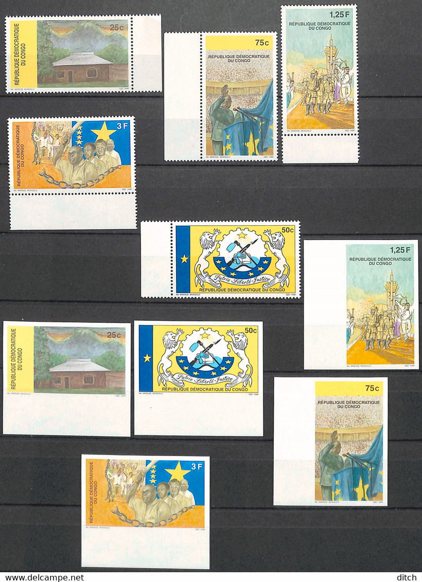 D - [855755]TB//**/Mnh-c:13e-RD Congo 1998 - N° 1716/20, D + ND/Imperf, Bdf, Indépendance - Mint/hinged