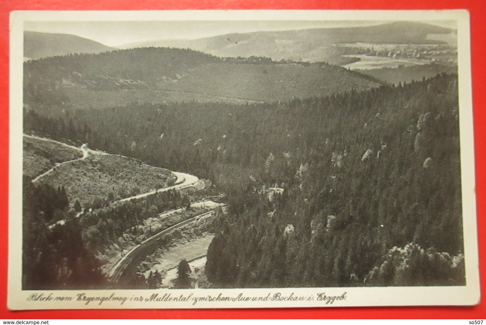 I2-Germany Vintage Postcard- Blick Vom Erzenberg Ins Muldental Zwischen Aue Und Bockau I. Erzgeb. - Schwarzenberg (Erzgeb.)