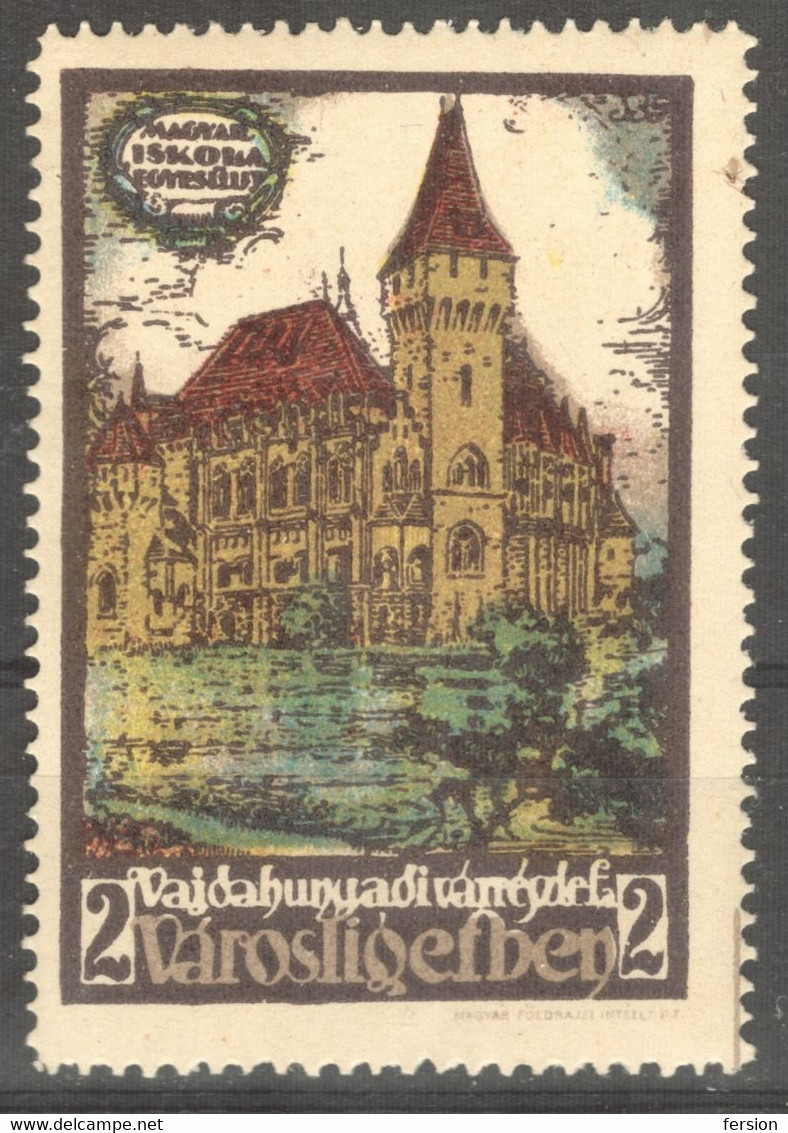 Vajdahunyad Hunedoara Palace Castle Romania Transylvania  BUDAPEST Hungary 1910 SCHOOL Charity LABEL CINDERELLA VIGNETTE - Transilvania