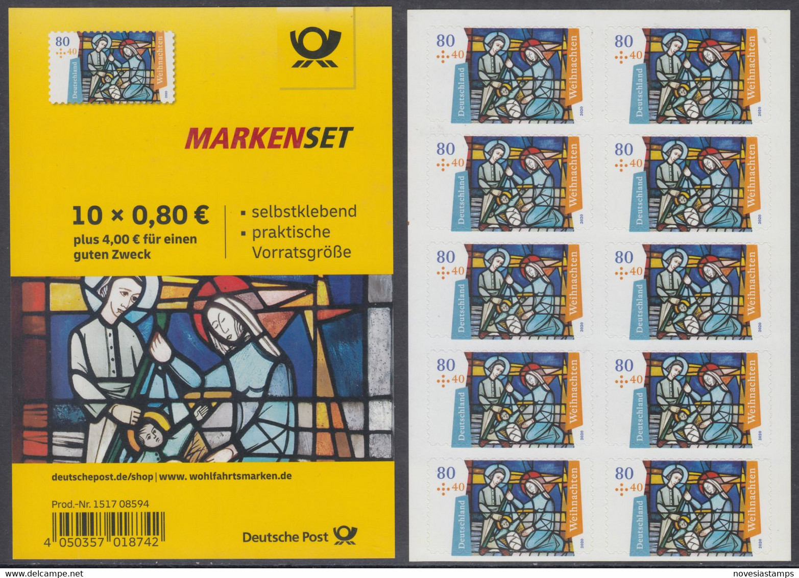 !a! GERMANY 2020 Mi. 3574 MNH Folioset(10) (self-adhesive) - Christmas - 2011-2020