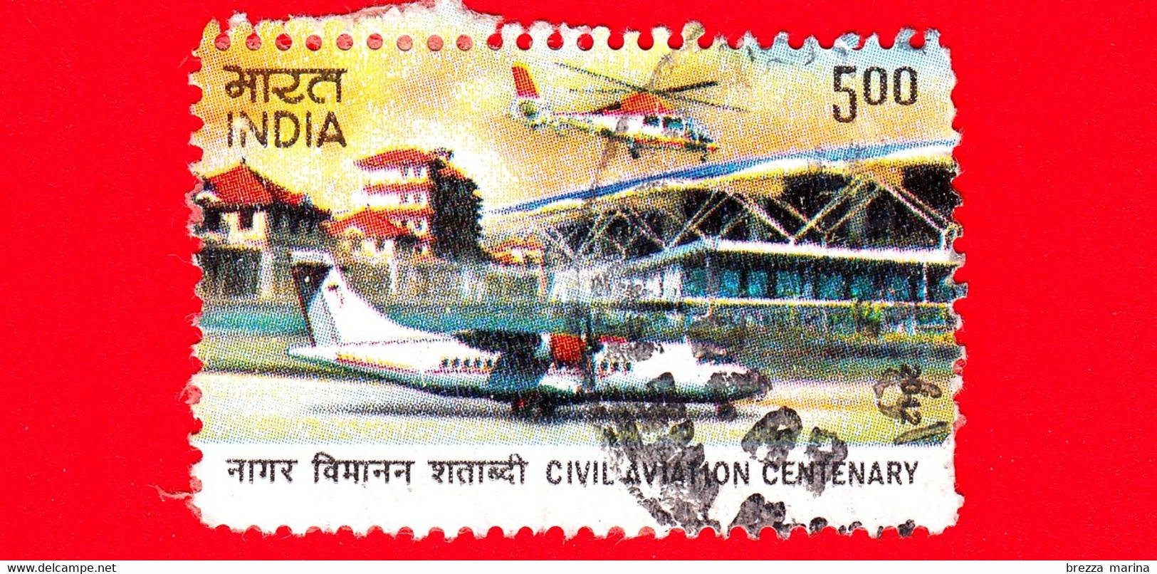 INDIA  - Usato - 2012 - 100 Anni Dell'Aviazione Civile - Aereo Ed Elicottero - 5.00 - Used Stamps