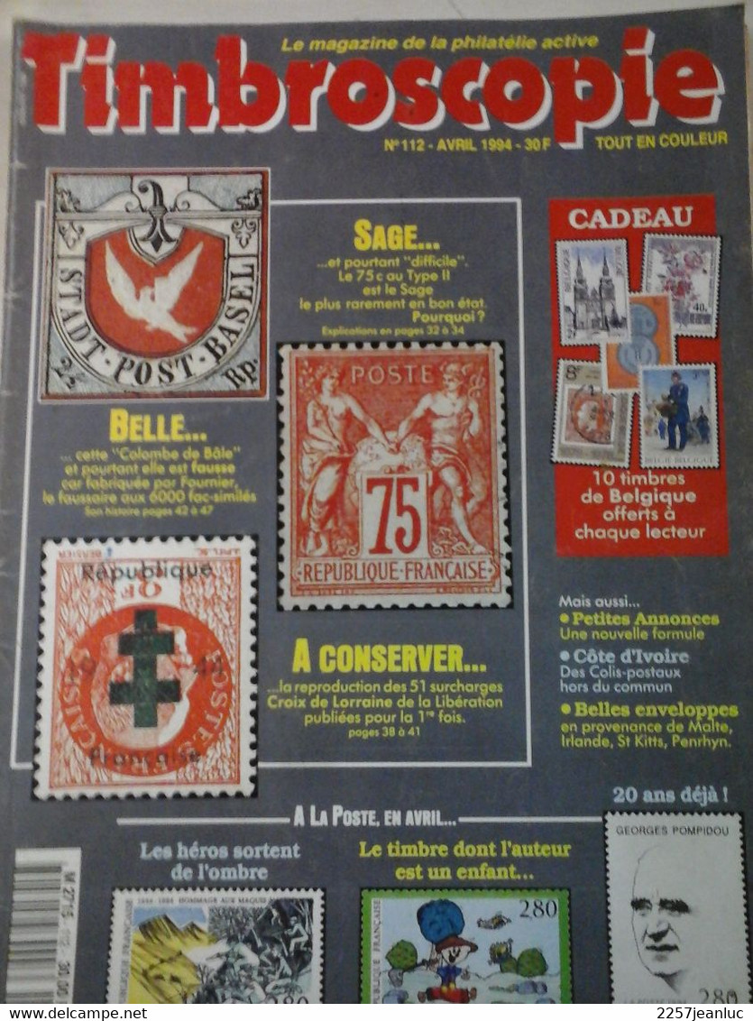 Magazine De La Philatélie Timbroscopie N: 112 Avril 1994 - Français