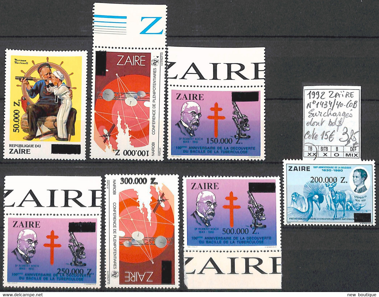 NB - [855234]TB//**/Mnh-c:15e-Zaïre 1992 - N° 1315/40-COB, Surchargés Dont Bdf, Satellites, Personnalités, Maladies, San - Nuevos