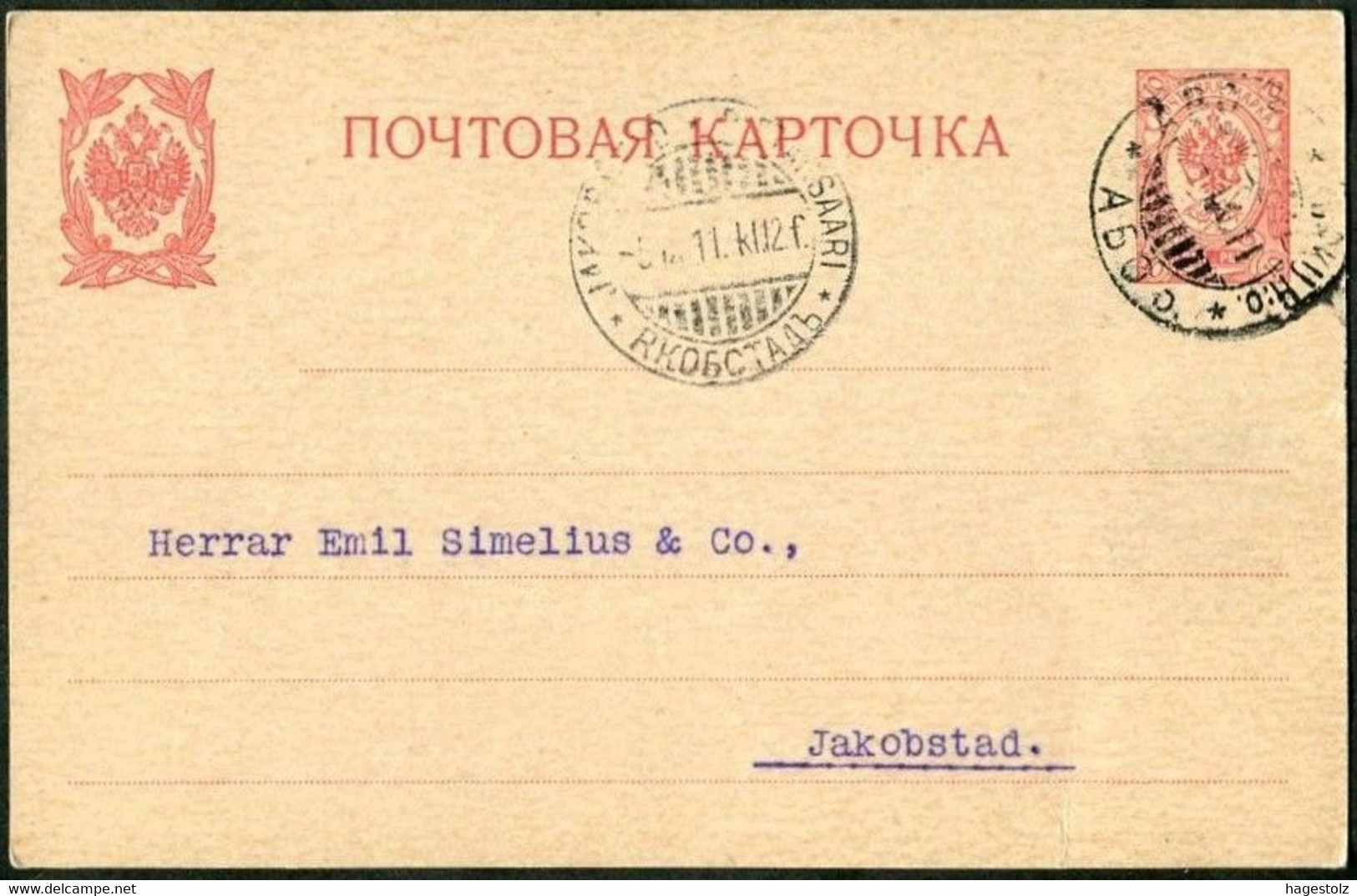 Russia Finland 1911 ÅBO-TURKU H:o 10 Pen. Stationery Card Finnland Russland Entier Finlande Russie > Jakobstad ERROR Pmk - Storia Postale