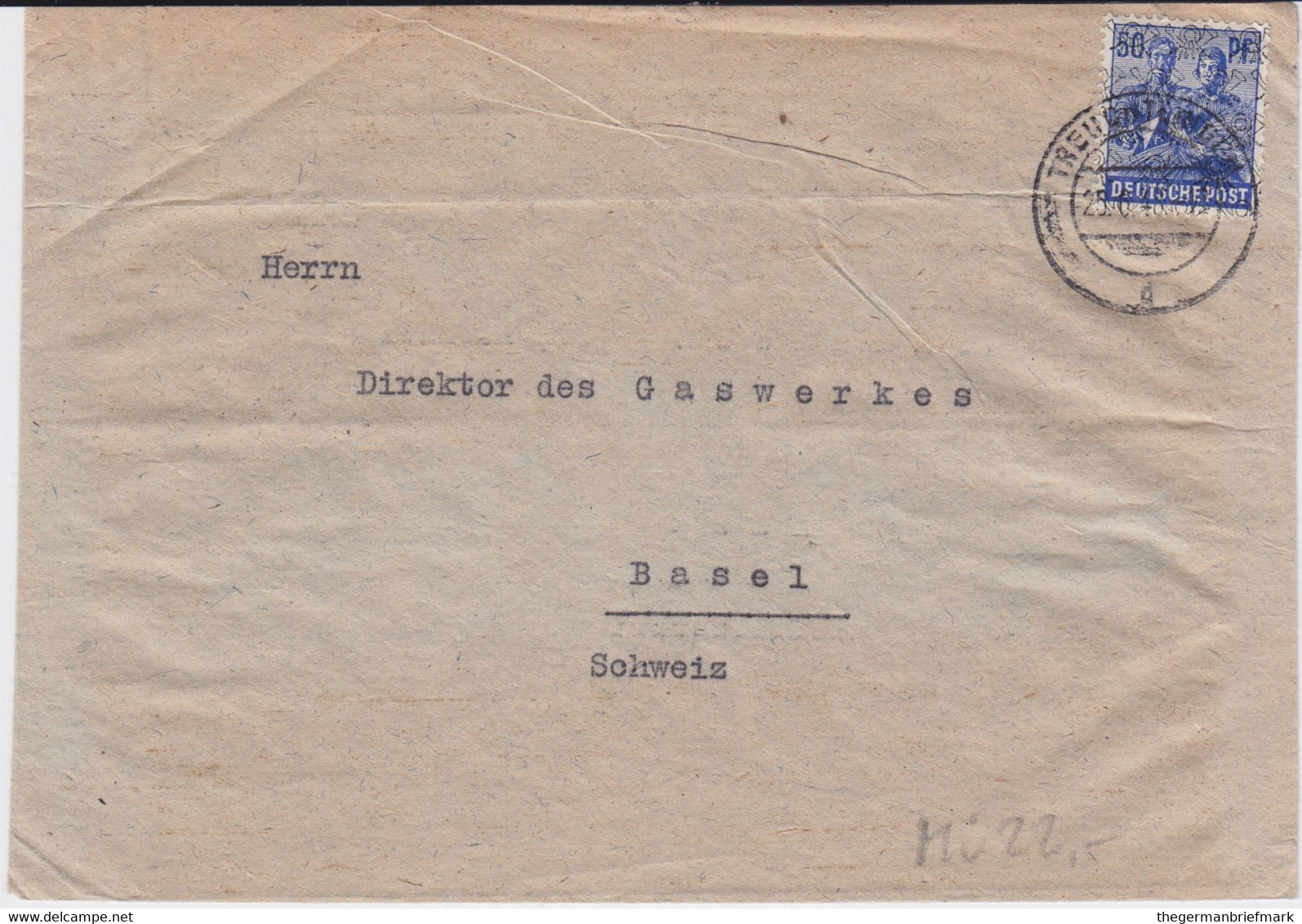 Bizone Posthörnchen Mi 48 II EF AuslBf Treuchtlingen 1948 - Other & Unclassified