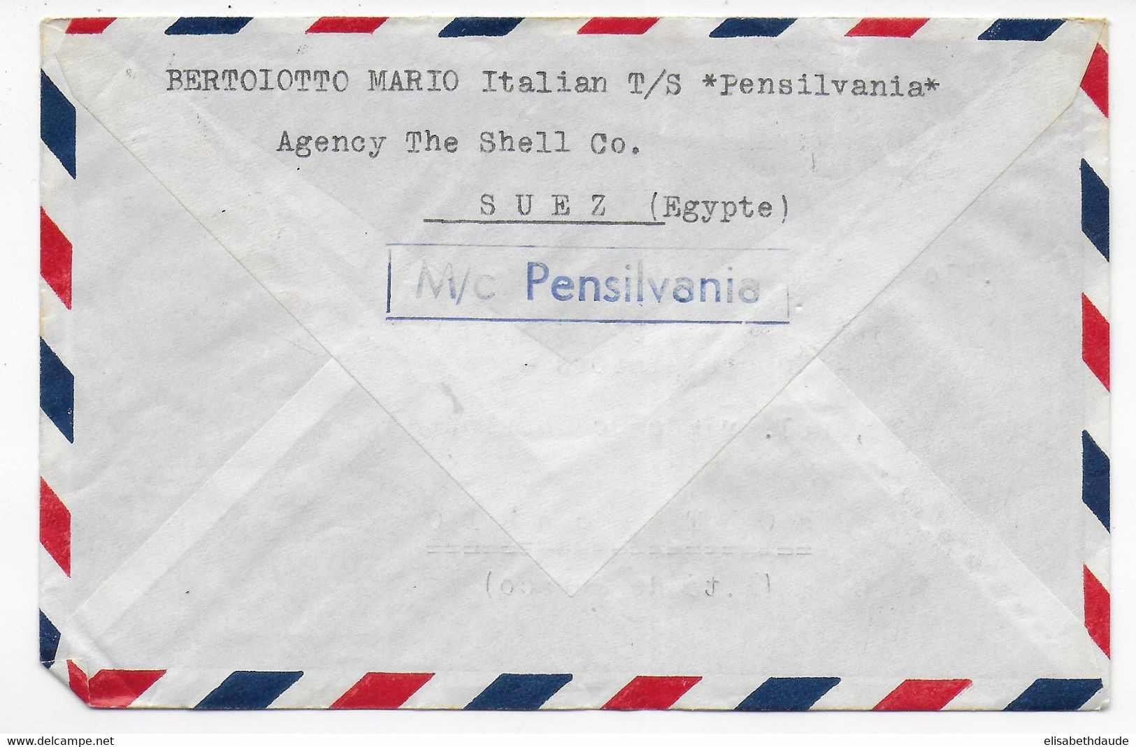 EGYPTE - 1949 - ENV. Du NAVIRE ITALIEN T/S "PENSILVANIA" CENSUREE SUEZ => PRINCIPAUTE De MONACO ! DESTINATION ! PETROLE - Cartas & Documentos