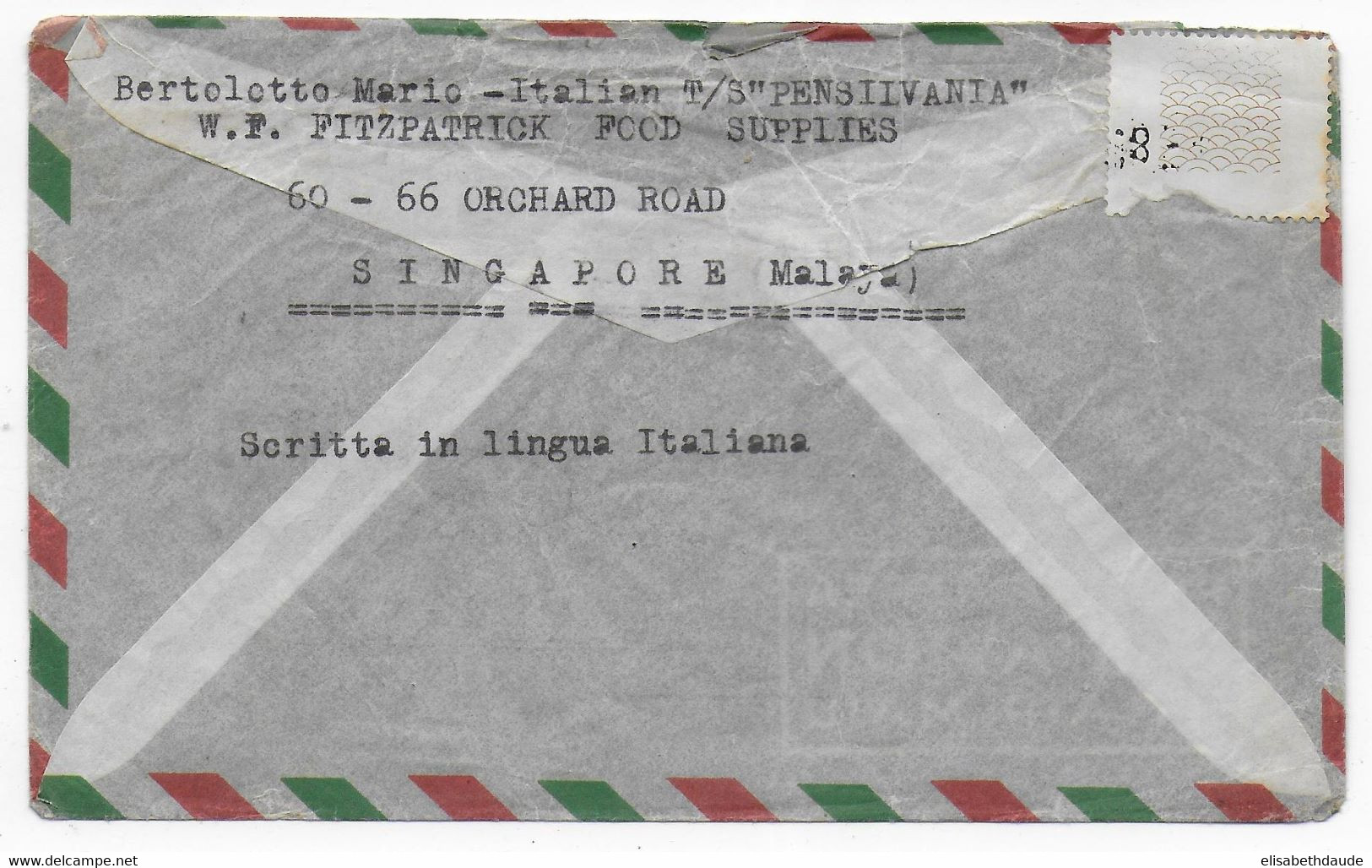 EGYPTE - 1949 - ENV. Du NAVIRE ITALIEN T/S "PENSILVANIA" CENSUREE SUEZ => PRINCIPAUTE De MONACO ! OBLITERATION LOSANGE ! - Storia Postale