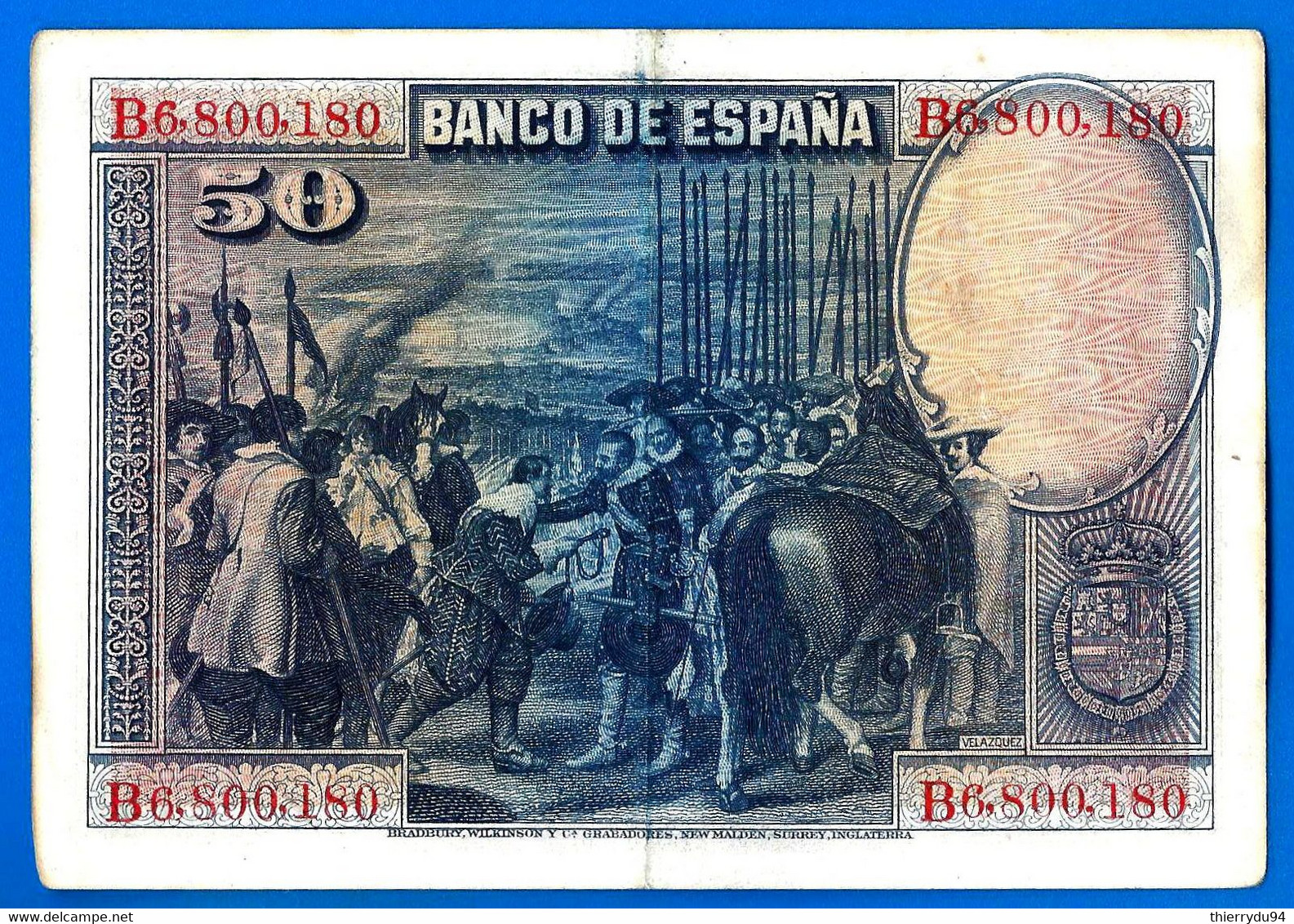 Espagne 50 Pesetas 1928 Prefix B Velazquez Que Prix + Port Peseta Billet Paypal Bitcoin OK! - 50 Pesetas