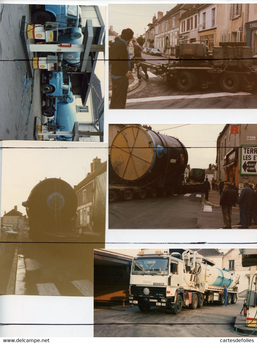 10 PHOTOGRAPHIES COULEURS. Camion BERLIET, Renault.   Eglise, Tabac , Station Essence Shell - Auto's