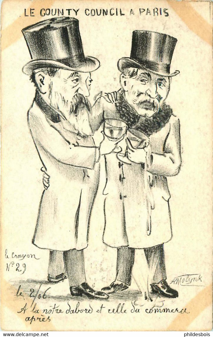 CARICATURE SATIRIQUE POLITIQUE   (dessin Original  ) MOLYNK   ( Le Crayon N°29 ) LE COUNTY COUNCIL - Satiriques