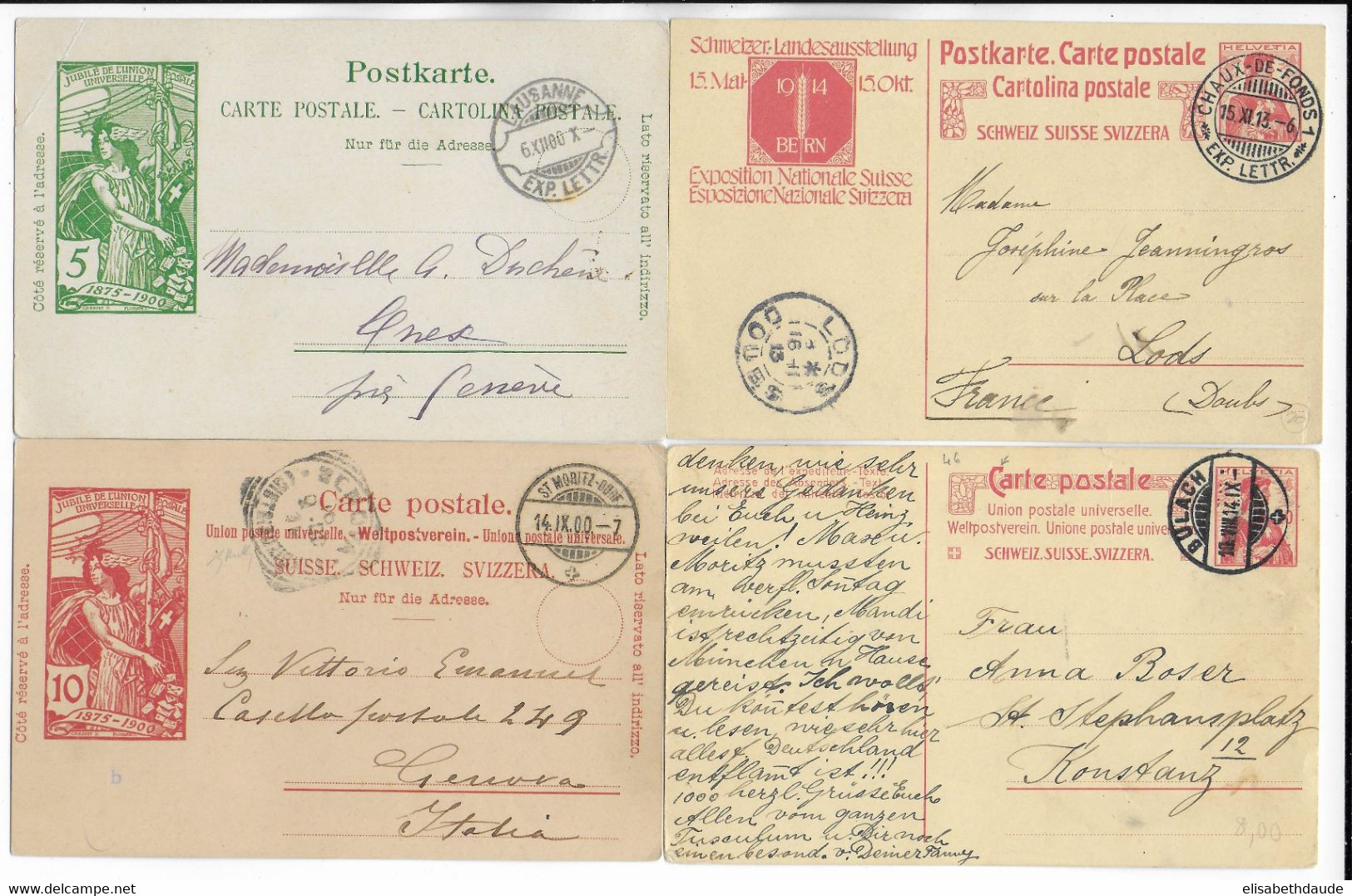 SUISSE - 1900/1918 - PETIT ENSEMBLE De 15 CARTES ENTIERS POSTAUX - Interi Postali