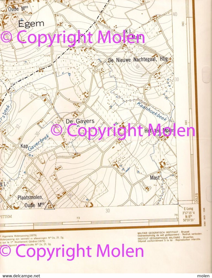 Meting 1966 STAFKAART WINGENE ZWEVEZELE KOOLSKAMP EGEM EGEMKAPEL WULFHOEK OUMUNKE PEERSTALLE ZESWEGE RUDDERVOORDE S305