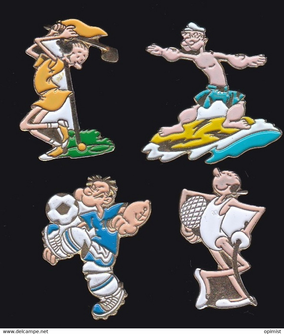 67997- Lot De 4 Pin's.Popeye, Olive Et Mimosa . Série Télévisée.produite Par Hanna-Barbera - Médias