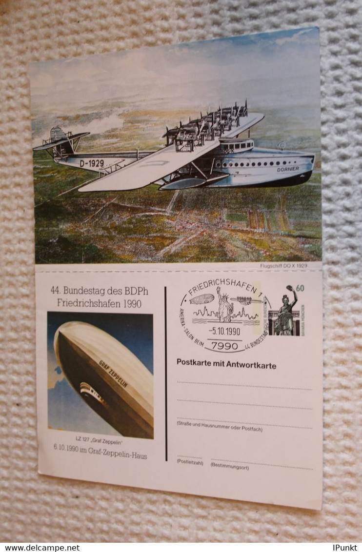 BRD, BDPh-Ganzsache;Frage-u.Antwortkarte, Ungeknickt,Flugschiff DO X Und Zeppelin - Private Postcards - Used