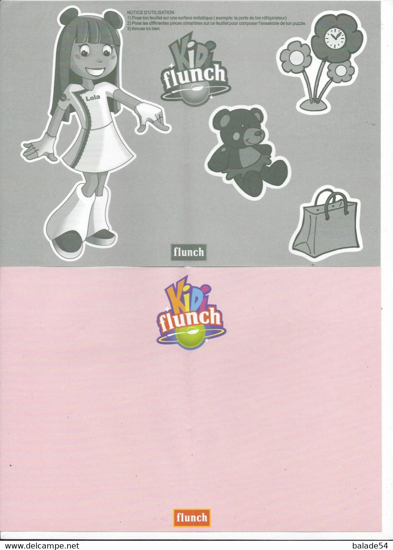Jeu "de Magnet LOLA" à Reconstituer - Flunch Kid KIDI - NEUF (Lola + Fleurs + Ours/ Ourson + Sac) - Characters