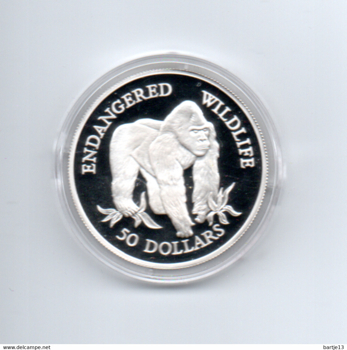 COOK ISLANDS $50 1992 ZILVER PROOF KM264  WILDLIFE GORILLA - Cookeilanden