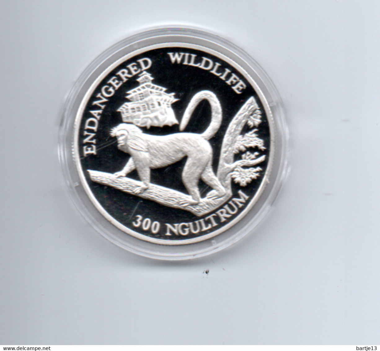 BHUTAN 300 NGULTRUMS 1992 ZILVER PROOF KM75  WILDLIFE AAP - Butan