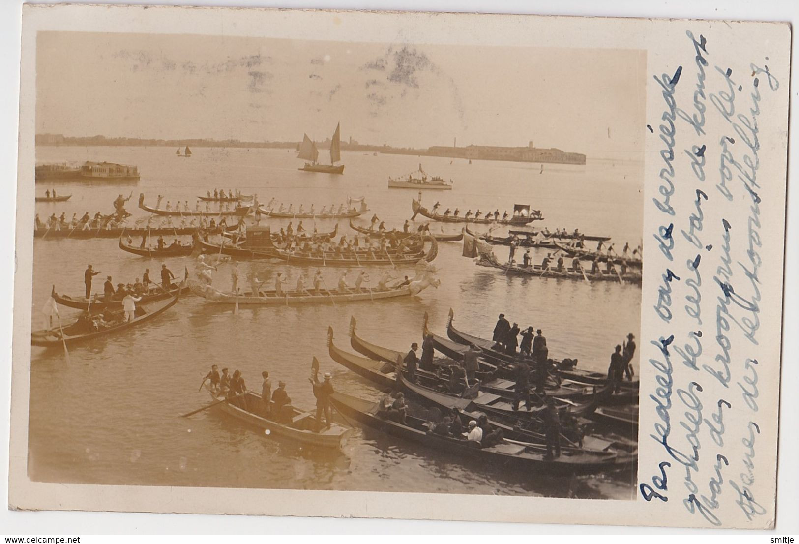 VENICE VENEZIA 1922 GONDOLA'S WAITING FOR THE VISIT OF PRINCE ...... OPENING OF FAIR ..... REAL PHOTO POSTCARD RPPC - Venezia (Venice)