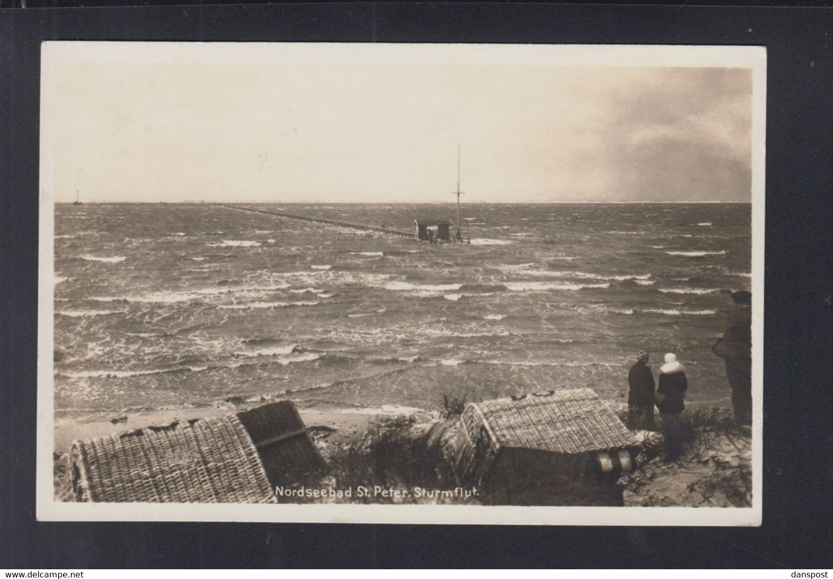 Dt. Reich AK St. Peter Sturmflut 1929 - St. Peter-Ording