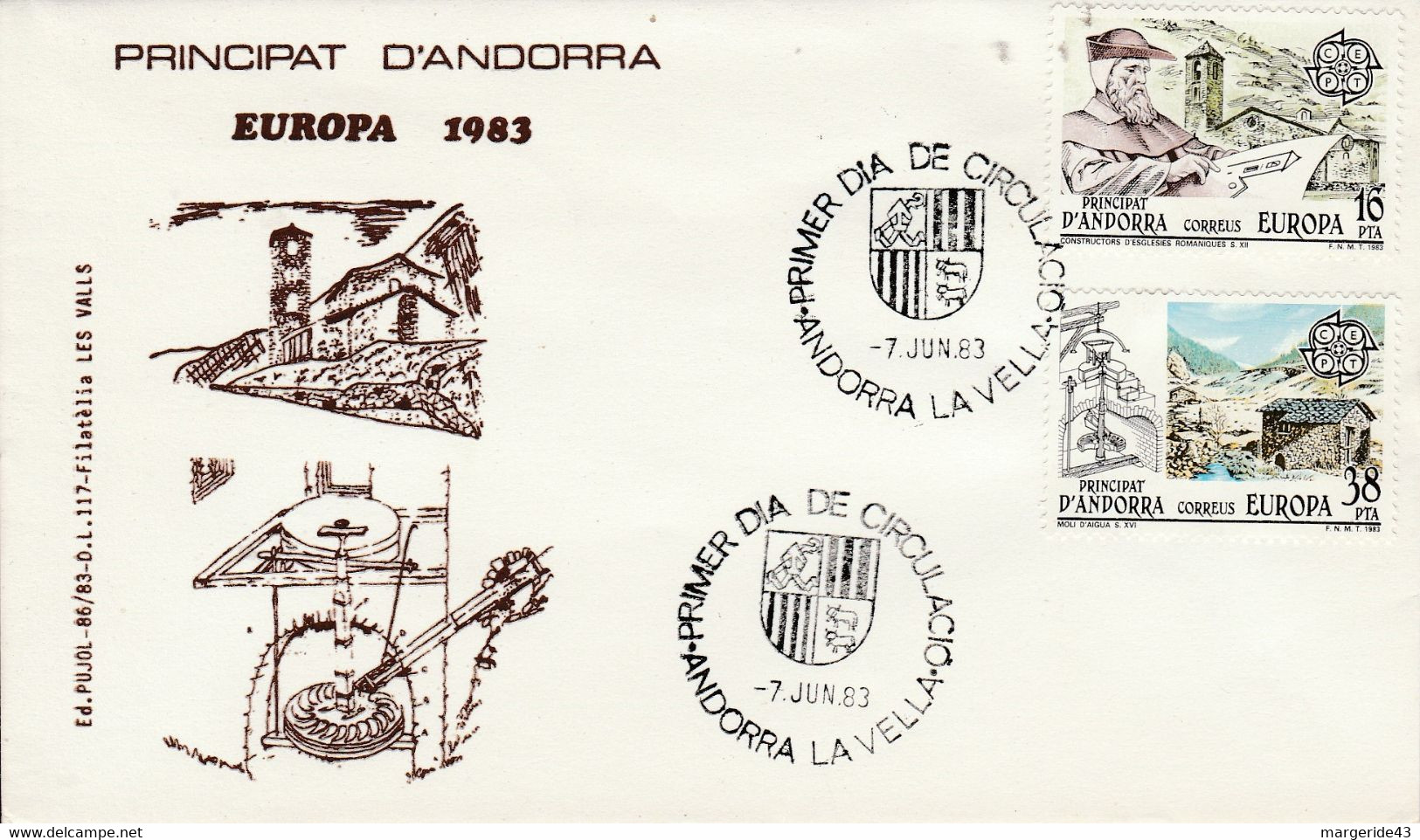 ANDORRE ESPAGNOL FDC 1983 EUROPA - Covers & Documents