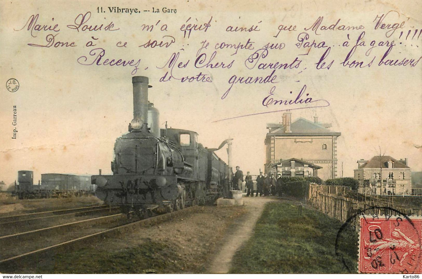 Vibraye * 1907 * La Gare * Train Locomotive Machine Ligne Chemin De Fer Sarthe - Vibraye