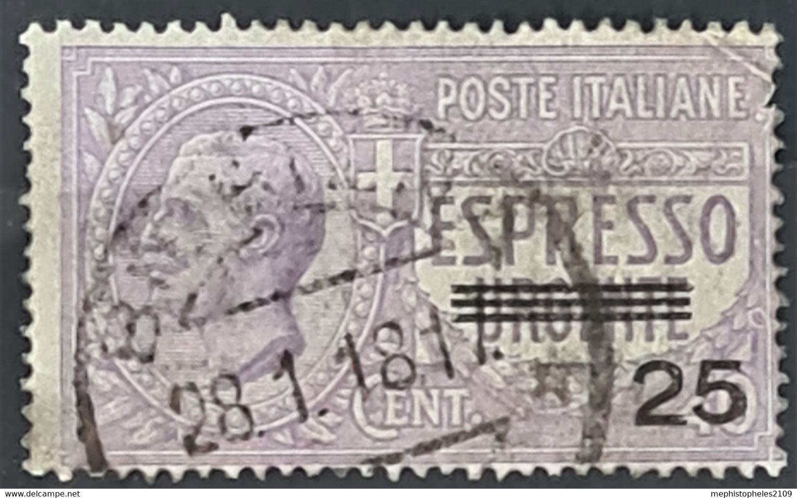 ITALY / ITALIA 1917 - Canceled - Sc# E9 - Express Mail 25c - Eilsendung (Eilpost)