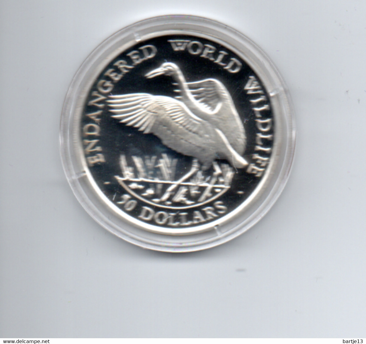 COOK ISLANDS $50 1990 ZILVER PROOF KM117  ENDANGERED WILDLIFE KRAANVOGELS - Cookinseln