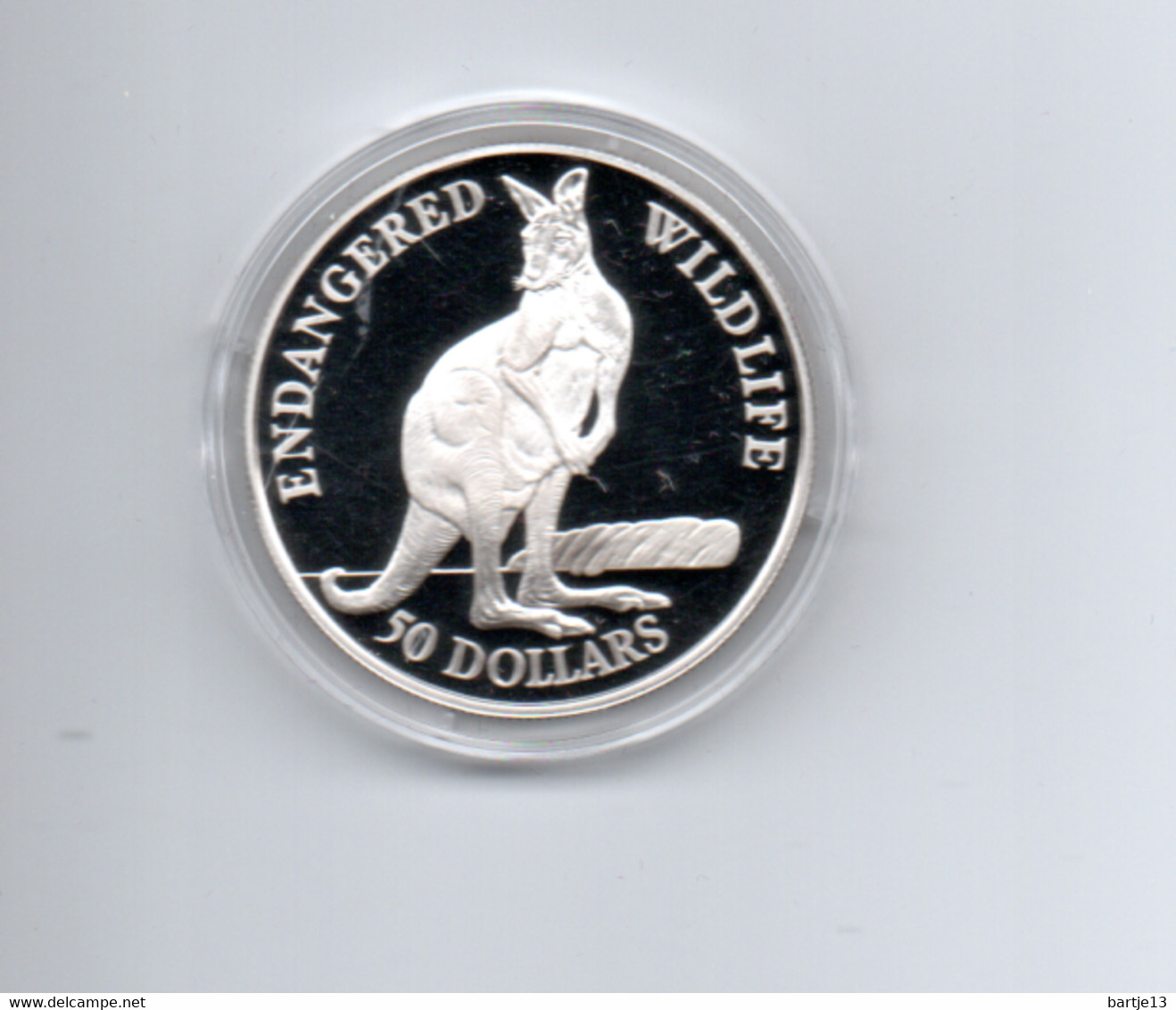 COOK ISLANDS $50 1991 ZILVER PROOF KM124  ENDANGERED WILDLIFE KANGAROE - Cookinseln