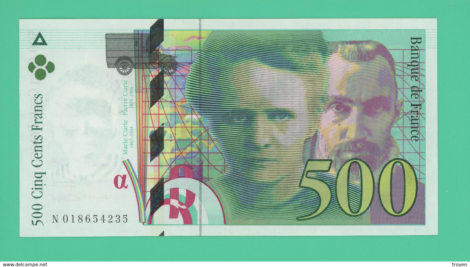 500 Francs - France -  Pierre Et Marie Curie - Neuf -  N°. N 018654235 - 1994 - - 500 F 1994-2000 ''Pierre En Marie Curie''