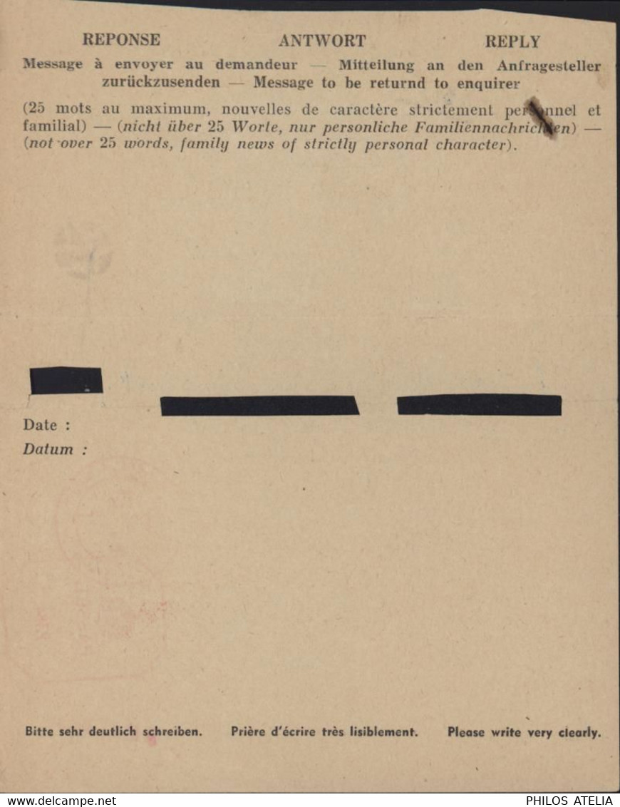 Guerre 40 Message Croix Rouge Arles Pour Brazzaville AEF Congo Mutilé Information Censure Anglaise FM - 2. Weltkrieg 1939-1945