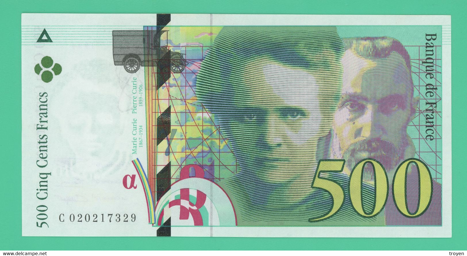 500 Francs - France -  Pierre Et Marie Curie - Neuf -  N°. C 020217329 - 1994 - - 500 F 1994-2000 ''Pierre En Marie Curie''