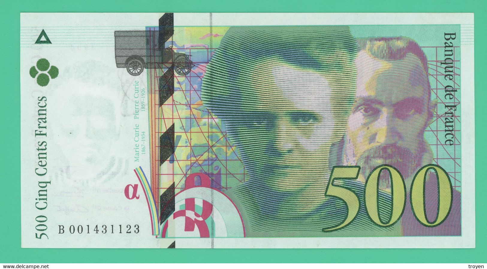 500 Francs - France -  Pierre Et Marie Curie - Neuf -  N°. B 001431123 - 1994 - - 500 F 1994-2000 ''Pierre Et Marie Curie''