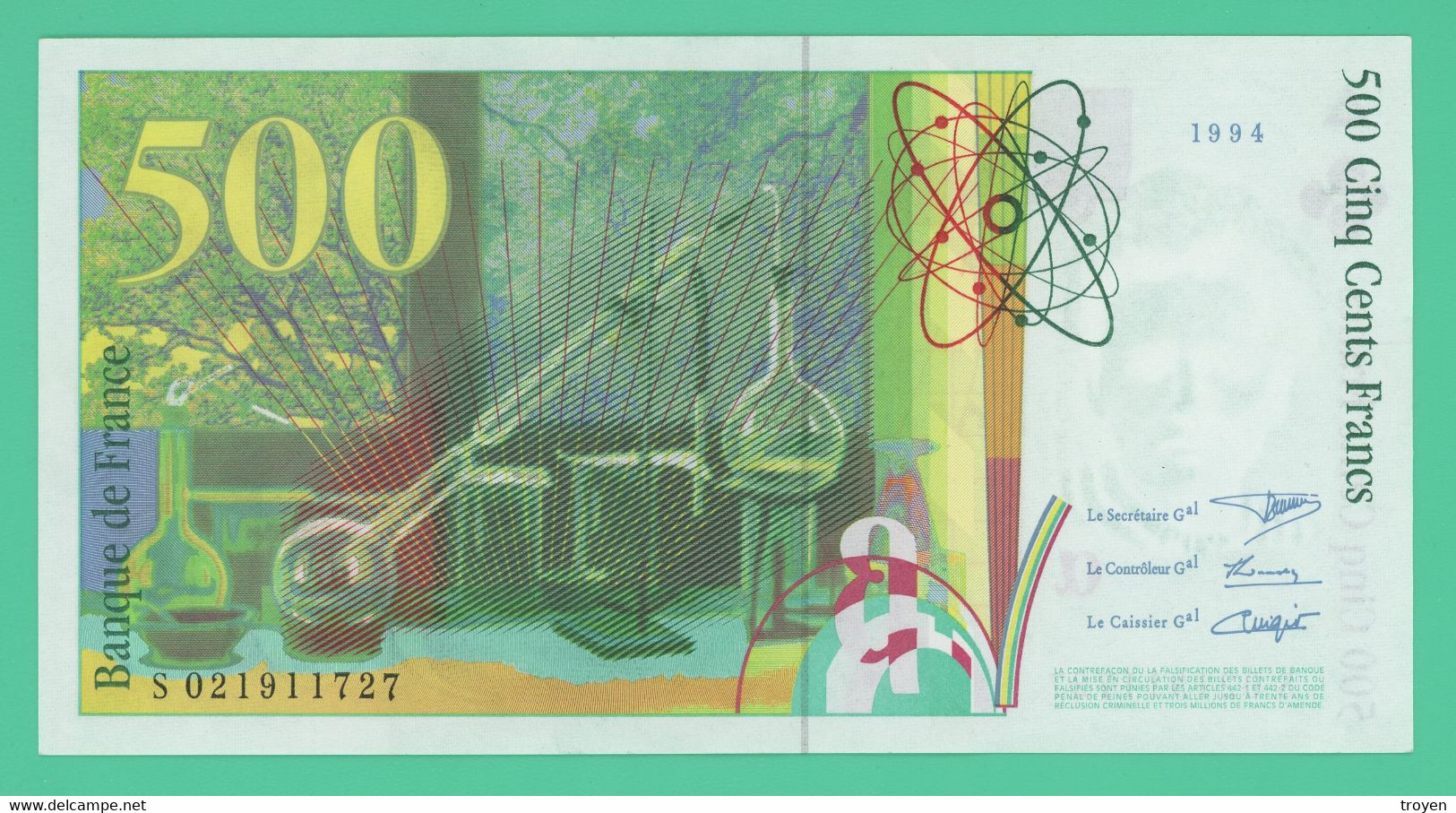 500 Francs - France -  Pierre Et Marie Curie - SPL -  N°. S 021911727 - 1994 - - 500 F 1994-2000 ''Pierre En Marie Curie''