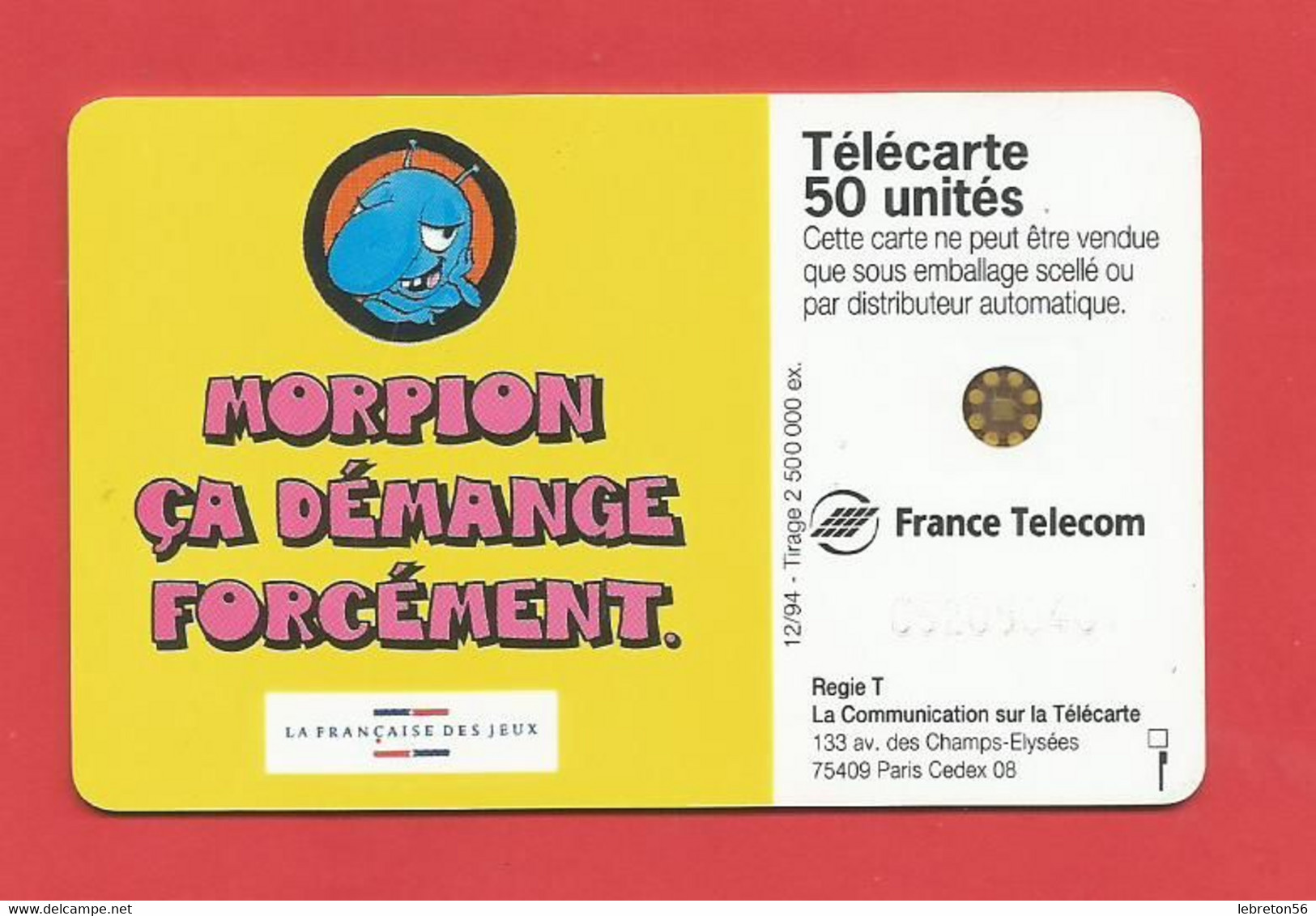 TELECARTE 50 U TIRAGE 2500 000 EX. La Française Des Jeux-- Morpion ---- X 2 Scan - Jeux