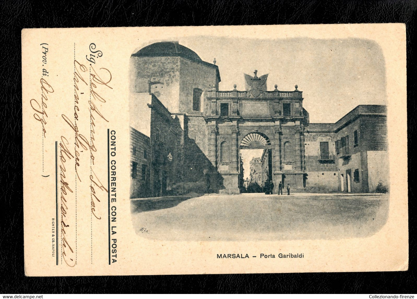 Cartolina Marsala Porta Garibaldi - Pubblicitaria Vermouth Martinez Vernetti - Marsala