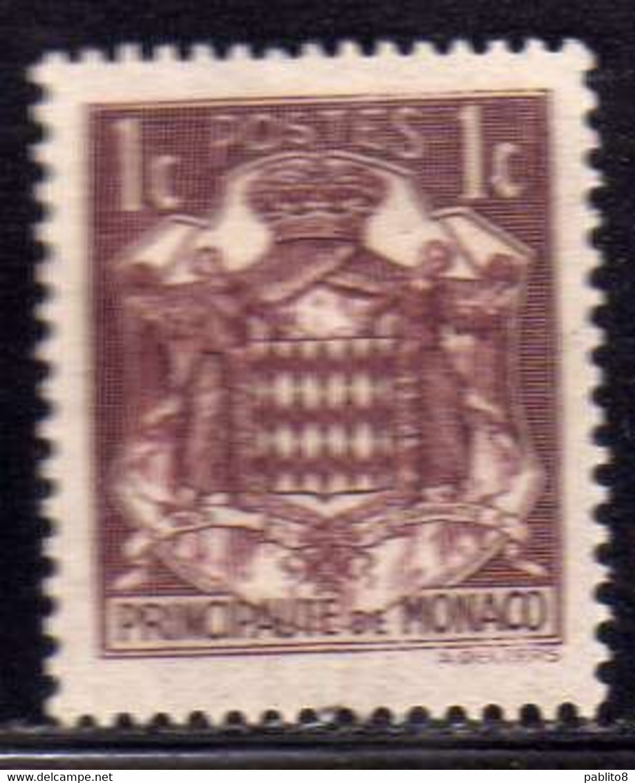 MONACO 1937 1943 1938 GRIMALDI COAT OF ARMS STEMMA ARMOIRIES CENT. 1c MH - Other & Unclassified