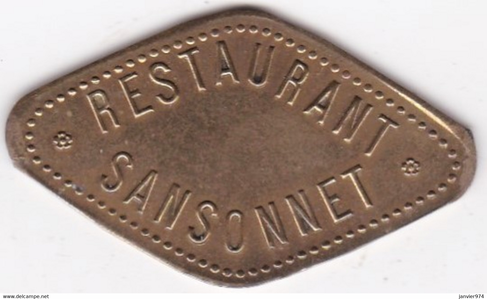 75 Paris Restaurant Sansonnet 5 Centimes, En Laiton Losange - Notgeld