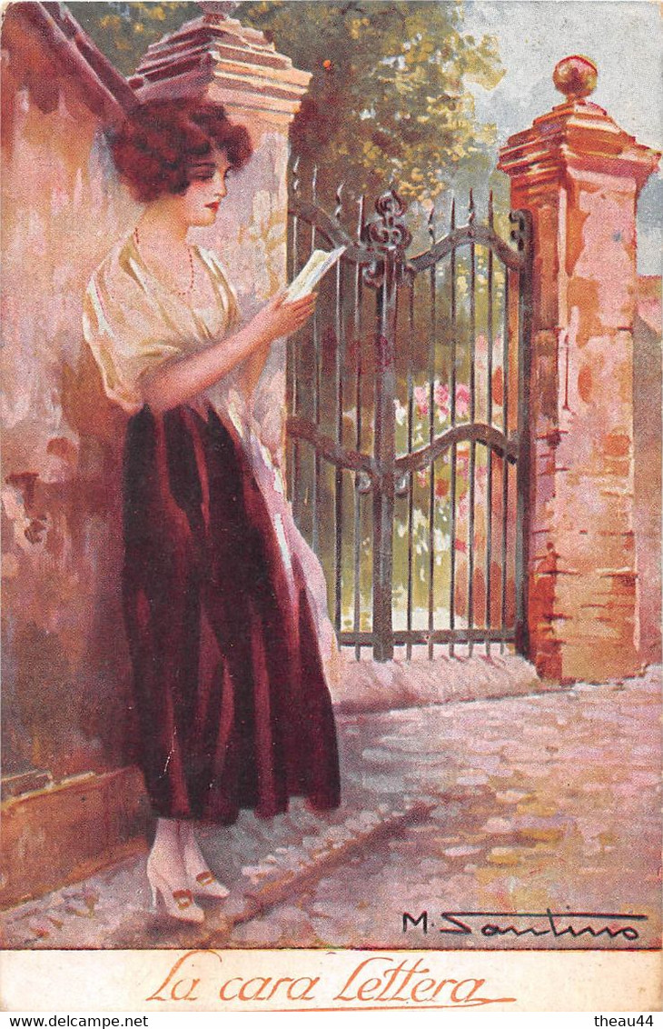 ¤¤  -     ILLUSTRATEUR  " M. SANTINO "  -   Femme Devant Une De Chateau   -  ¤¤ - Monestier, C.