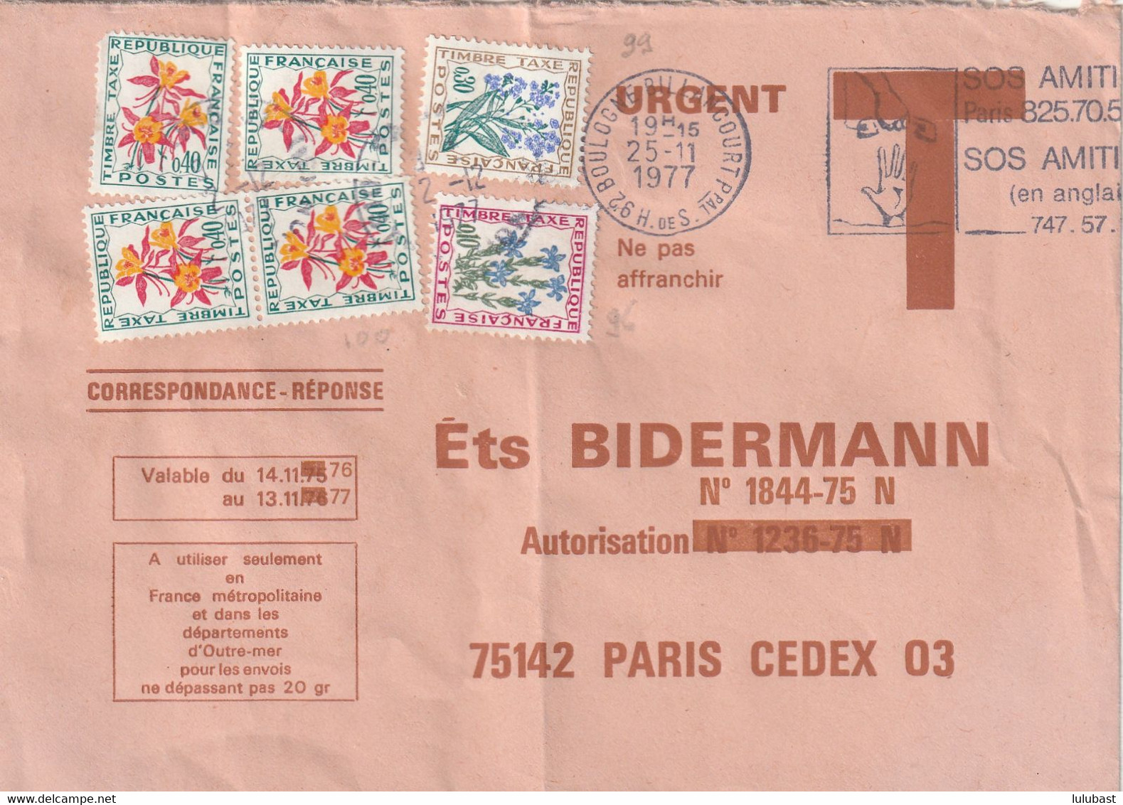 Lettre Des Ets BIDERMANN Taxée Car Date De Validité Dépassée. Taxe De 2f. Par N° 96 + 99 + 100 X 4.(TTB) - 1859-1959 Storia Postale