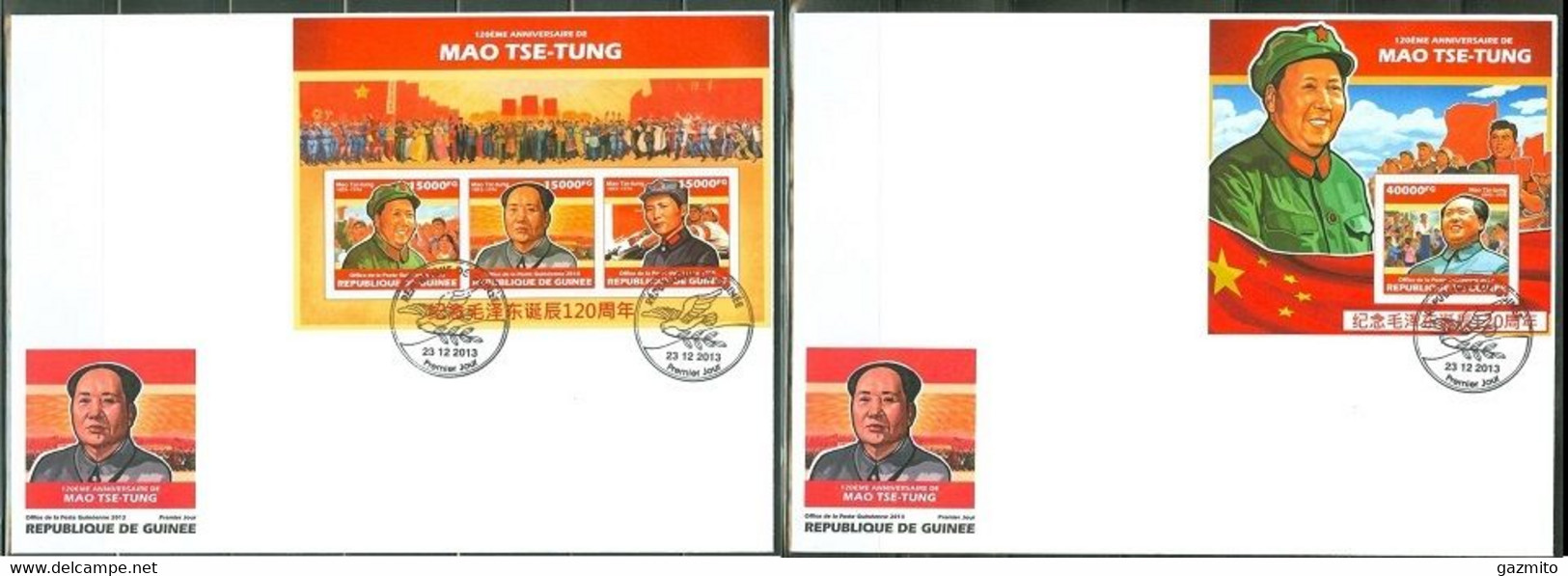 Guinea 2013, 120th Mao, 3val In BF +BF In 2FDC - Mao Tse-Tung