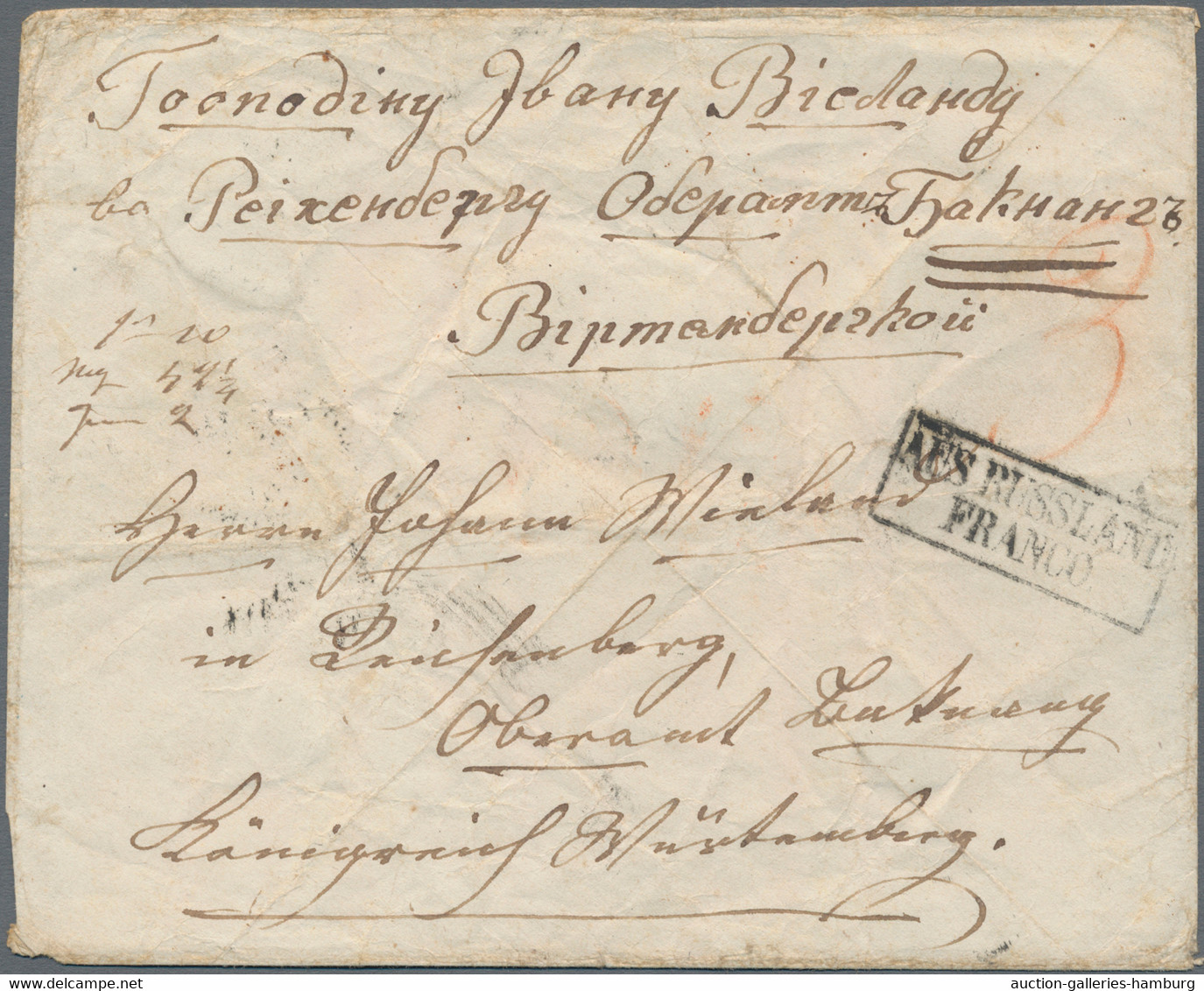 Georgien - Vorphilatelie: 1853, TIFLIS, Cover Bearing Oval "1853 Tiflis" Datestamp On Reverse To Bac - Georgia