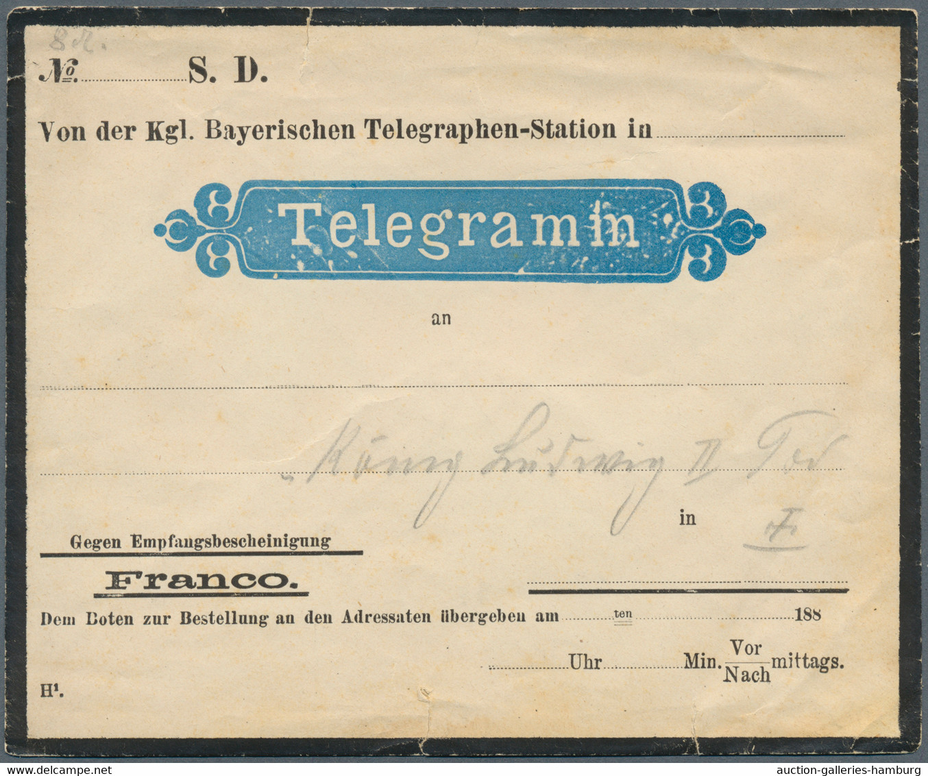 Bayern - Besonderheiten: 1858/1880, "Telegraphische Depesche" Umschlag In Regensburg 1858 Gelaufen U - Other & Unclassified