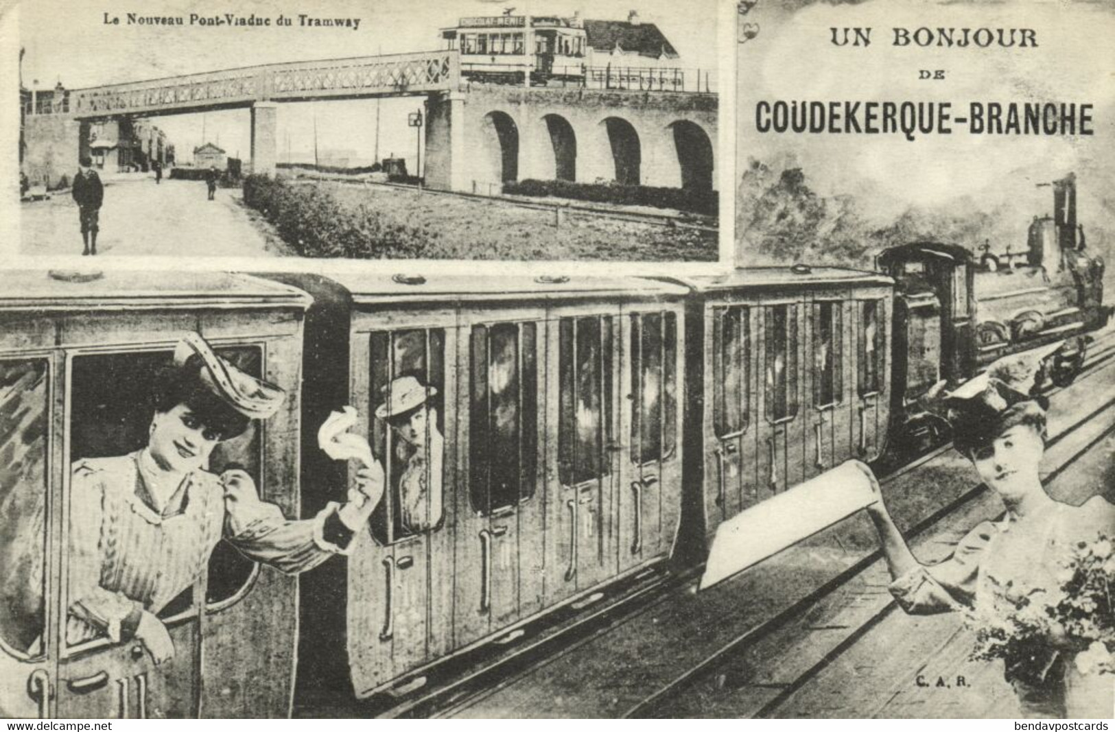 France, COUDEKERQUE BRANCHE, Nouveau Pont-Viaduc Du Tramway, Train (1910s) Postcard - Coudekerque Branche