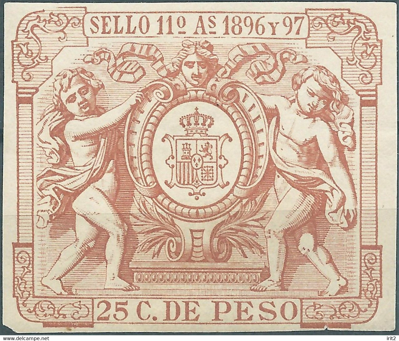 Puerto Rico-Portorico, Spanish Revenue Stamps,1896-97 Fiscal 25c.De Peso,Not Used,Mint - Puerto Rico