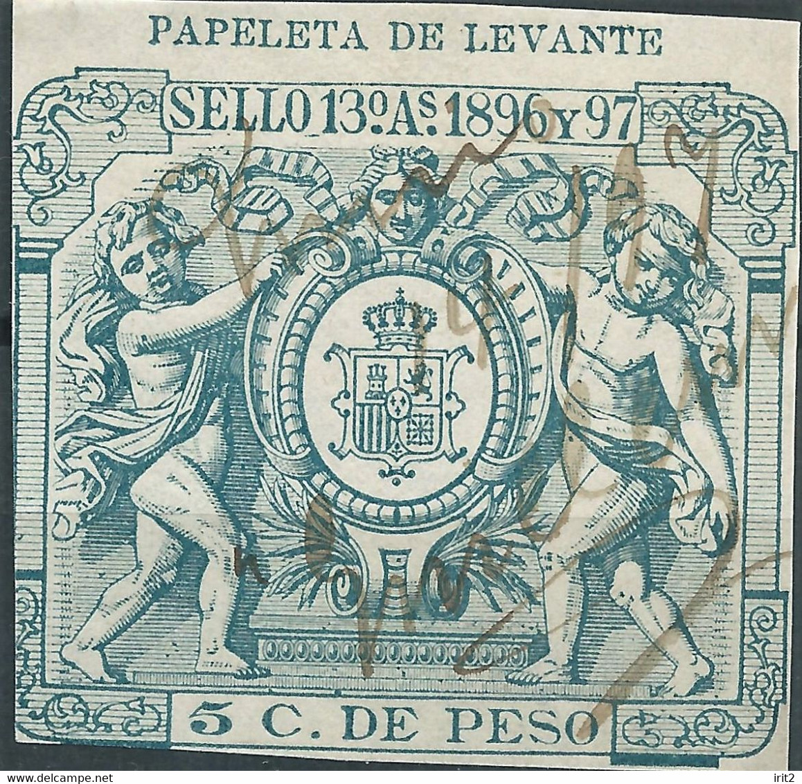 Puerto Rico-Portorico, Spanish Revenue Stamps,1896-97 Papeleta De Levante 5c.De Peso,Used - Porto Rico